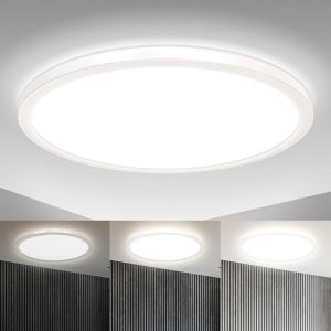 - Panneau Led À Lumière Indirecte, Plat, Intensité Lumineuse Variable Par Paliers, Dalle Led, Plafond, Plafonnier Led, Lustre Salon, Lustre Cuisine, 42X2,9 Cm, Blanc - Neuf
