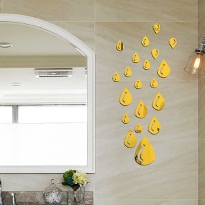 Gouttes d'eau Miroir autocollant mural - Or, lentille flexible autocollant non collé pour décoration murale de la maison - Neuf