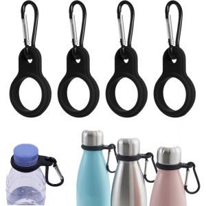 ERYI-Lot De 4 Mousquetons Porte-Bouteilles, Ceinture, Porte-Bouteille, Sac À Dos, Boucle Pour Bouteille D'Eau, Porte-Clés Noir, Pour Le Camping, La Randonnée Et Les Activités De Plein Air - Neuf