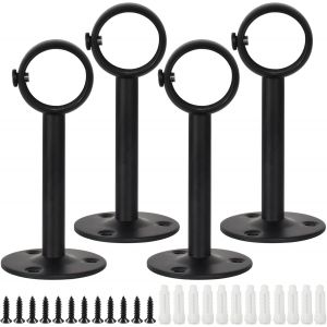 4 Pièces Support de Tringle à Rideaux Plafond,Supports de Tringle à Rideau en Acier Inoxydable Noir avec Vis,26 mm de Diamètre Intérieur,Support Mural ou de Plafond pour Tringle à Rideau - Neuf