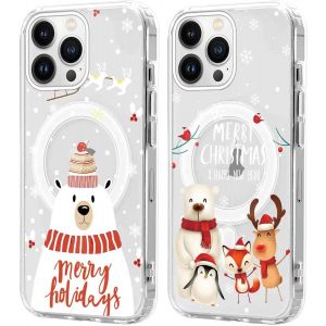 SJZG-2 Pi&egrave;ces No&euml;l Coque Magn&eacute;tique Pour Iphone 13 Pro Max 6,7'', Etui En Motif Dessin Cadeau De No&euml;l Compatible Avec Magsafe, Housse Christmas Silicone Bumper Cover Pour Iphone 13 Pro Max, No&euml;l 03 - Neuf