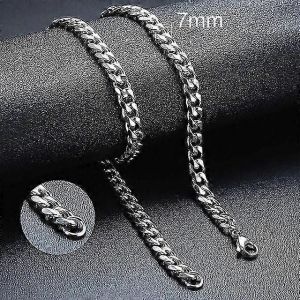 Collier Chaîne En Acier Inoxydable Doré Et Noir Pour Homme Et Femme Taille 45 Cm - Neuf