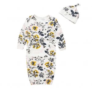 Ensemble De 2 Couvertures De Reception Pour Nouveau-Ne, Imprime Floral, Avec Bonnet De Nuit - Neuf