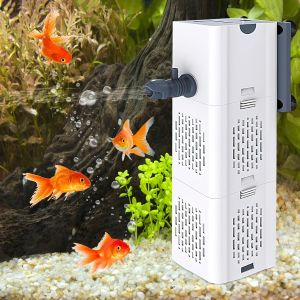 Filtre Intérieur Silencieux 4 En 1 Pour Aquarium,Filtre D'aquarium,Filtre Intérieur Aquarium,15w Débit De 500l/H,Filtre Interne Pompe Filtre Avec Éponges Filtrantes Pour Aquarium De 20 À 60l - Neuf