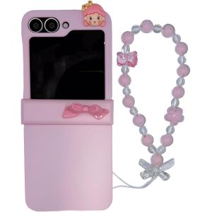 LORANKA-Mignon Coque Compatible avec Samsung Galaxy Z Flip 6/Z Flip 7 FE avec Dragonne,Bracelet Adorable N?ud Color&eacute;e Charni&egrave;re Coque Antichoc pour Z Flip 6 pour Femme - Neuf