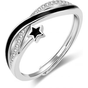 Kal-Bague Argent 925 Femme, Bague Infini Zircone, Bague Réglable, Élégante, Hypoallergénique, Bague De Fiançailles Femme, Bague D'amitié, Cadeaux De Bijoux Pour Fille, Mère, Copine - Neuf