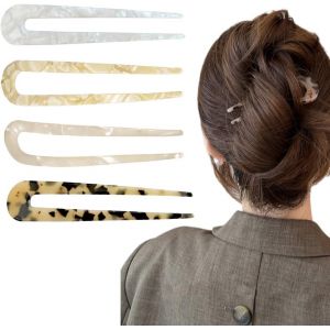 3 Pi&egrave;ces &Eacute;pingles &Agrave; Cheveux De Style Dame, &Eacute;pingles &Agrave; Cheveux U B&acirc;ton, Pince Chignon, Fran&ccedil;ais Cellulose &Eacute;caille De Tortue Pour Marriage Accessoires De Coiffure Femmes - Neuf