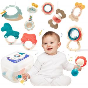 Jouet Pour B&eacute;b&eacute; Naissance 0-3 6 Mois Anneau Dentition Pour B&eacute;b&eacute; 3 6 Mois Hochet De Dentition Pour B&eacute;b&eacute; 0-3 Mois Sans Bpa Cadeau Naissance Fille Gar&ccedil;on,10pcs - Neuf