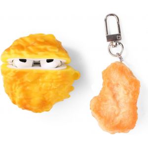 ELVORIX-Joli &eacute;tui pour AirPods 3e g&eacute;n&eacute;ration, avec poup&eacute;e et porte-cl&eacute;s anti-perte, coque en silicone r&eacute;sistante aux chocs avec kits pour gar&ccedil;ons et filles, Chickennuggets - Neuf