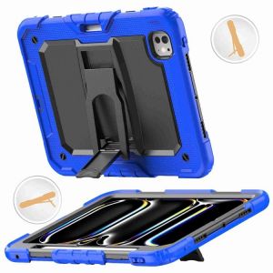 Étui En Silicone Hydrique Pour Ipad Pro 11 2024 Avec Bandoulière Et Support - Bleu - Neuf