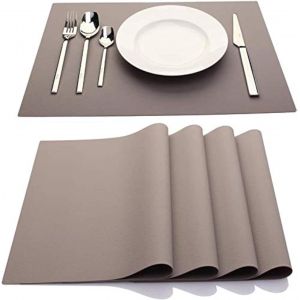 Tianyi-Lot De 4 Sets De Table En Silicone Pour Enfants, Imperméables, Résistants À La Chaleur, Antidérapants, Faciles À Nettoyer (Gris Clair) - Neuf
