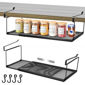 Panier Suspendu Extensible En M&eacute;tal Sous &Eacute;tag&egrave;re,Sans Per&ccedil;age,&Eacute;tag&egrave;re De Rangement Pour Garde-Manger,Placard,Banc &Agrave; Chaussures,Assiette Et &Eacute;pices (Noir) - Neuf