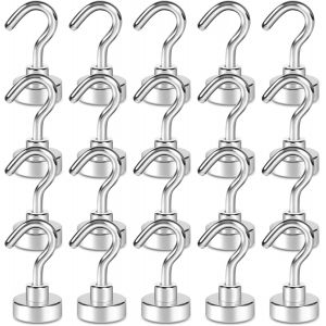 KALANKA-Lot de 20 crochets magn&eacute;tiques n&eacute;odyme 10 kg avec 3 couches de protection contre la corrosion, parfaits pour une suspension en int&eacute;rieur (blanc argent&eacute;) - Neuf