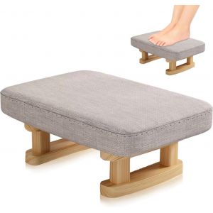 Ulteronixshop-Repose-pieds ottoman avec pieds stables en bois, repose-pieds ottoman, pouf avec si&egrave;ge rembourr&eacute; amovible, repose-pieds pour salon, entr&eacute;e, chambre, bureau (gris peu profond) - Neuf