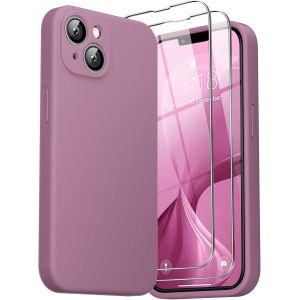 3 en 1 Coque Silicone Liquide pour iPhone 14 6.1"" - avec 2 Verre Tremp&iquest;&iquest; - ?tui Protection Pr&iquest;&iquest;cise de Cam&iquest;&iquest;ra [R&iquest;&iquest;sistant aux Rayures] [Antid&iquest;&iquest;rapant] pour iPhone 14 2022, Violet - Neuf