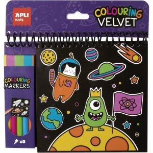 KALANKA-18508 Bloc de coloriage sur fond velours avec feutres - Neuf