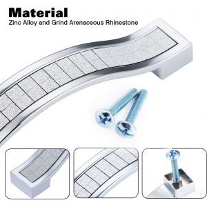 (96 mm) Lot de 12 poignées de placard en cristal brillant, poignées de tiroir en strass, poignées de placard modernes, poignées de porte de meubles - Neuf