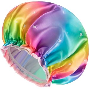 Bonnet De Douche Pour Les Femmes Et Les Filles, Réutilisable, Surdimensionné, Double Imperméable À L'eau, Lavable, Mignon Et Doux Stardust Paquet(32cm) - Neuf