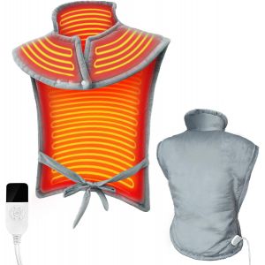 JGD-Coussin Chauffant dos Electrique Epaule et Nuque 60 x 90 cm, 40 Niveaux de Chaleur, 18 R&eacute;Glages de Minuterie, Chauffage Rapide, Lavable en Machine, Cadeau Noel Pour Maman Papa Partenaire - Neuf