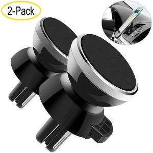 Support T&eacute;l&eacute;phone Voiture Magn&eacute;tique,Lot de 2 Porte Smartphone Voiture Aimant&eacute;,Rotation 360&deg; Grille A&eacute;ration Accroche Portable Aimants Forts Compatible avec iPhone/Samsung/Huawei/GPS etc - Neuf