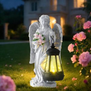 Mevronisshop-Statues D'anges Solaires Pour Jardin, Photophore Ext&eacute;rieur, Figurine F&eacute;e Led, Sculpture F&eacute;e Pour D&eacute;coration De Pelouse, Convient Pour La Chambre, Le Jardin, Le Balcon, La Terrasse - Neuf