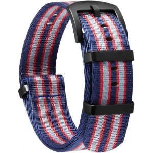 Kal-Bracelet De Montre En Nylon Balistique Militaire Remplacement Bracelet Montre Tressé Avec Noir/Argent Boucle En Acier Hommes Femmes 20 Couleurs 18mm 20mm 22mm 24mm (Version De Mise À Niveau) - Neuf