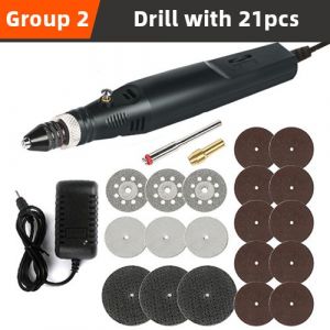 Mini perceuse électrique,outils électriques,perceuse,meuleuse,ensemble d'accessoires de meulage,machine à propositions portatives,mini perceuse,graveur - Type With 21pcs - Neuf