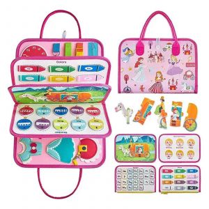 Jouet d'habillage color&eacute; pour enfants, jeu &eacute;ducatif de motricit&eacute; fine, jeu pour enfants-princesse rose - Neuf