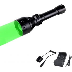 Lampe De Poche Verte Pour Chasse, Lampe De Poche, Chasse Avec Lumière Verte, Lampe De Poche Led Verte Pour Chasse 350 Yards Lampe De Chasse Zoomable Avec Interrupteur Poussoir Et Batterie - Neuf