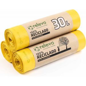 Sacs Poubelle Jaunes avec Liens Coulissants - 30L (Largeur 55 cm x Hauteur 60 cm), 45 Sacs (3 Rouleaux x 15 Sacs) | Sacs Poubelle Extra R&iquest;&iquest;sistants | 100% PEBD Recycl&iquest;&iquest; | Certifi&iquest;&iquest; Blue Angel - Neuf