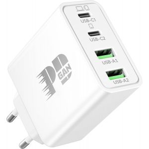 KALANKA-65W 4-Port Chargeur Rapide USB C GaN pour MacBook Pro 16/15/14/13 Zoll, MacBook Neo/Air M1/M2/M3, iPhone 17e/17/Air/16 Pro Max, iPad, Samsung, Pixel, iPad, Prise PD Chargeurs et Adaptateurs U - Neuf