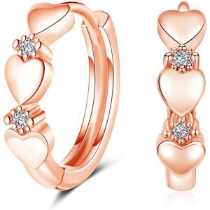 Kal-Boucles D'oreilles Créoles En Argent 925 Pour Femme - En Argent Sterling 925 - Étoile - Rondes - Petites Créoles Avec Zircone Cubique - Hypoallergéniques - Pour Cartilage - Bijoux Pour La - Neuf