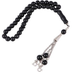 Kal-Lot De 33 Perles De Prière Musulmanes En Verre Exotique Pour Bracelets De Méditation, Chapelet Pour Femmes Musulmanes Et Hommes - Noir - Neuf