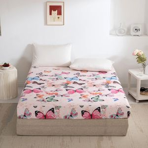 Drap-Housse 200 X 200 Cm - Motif Papillons - En Microfibre Douce - Convient Pour Matelas De 30 Cm - Neuf
