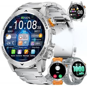 Montre Connect&eacute;e Homme avec Appels Bluetooth et &Eacute;cran HD 1.75"", IP68 &Eacute;tanche et Batterie 1000mAh Smartwatch avec 120+Modes Sportifs/Sommeil Moniteur pour Android iOS(3 Sangles) - Neuf