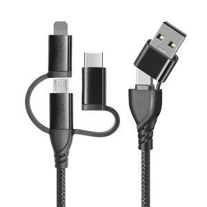 Multi Tip Charger Cable, 5 In 1 Multi Usb A/C Cable [1m] Multi Charger Cable Fast Charging With Micro Usb Type C Connector For Phone 16/15/14/13/12/11/Xs,Samsung Galaxy,Huawei - Neuf