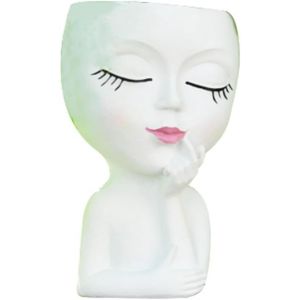 KALANKA-Joli pot de fleurs avec t&ecirc;te - Pour plantes d'int&eacute;rieur - Motif visage de fille - Joli pot de fleurs avec t&ecirc;te de femme - Blanc - Neuf