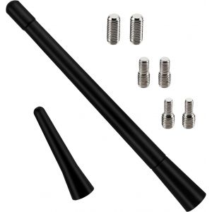 2 Pi&egrave;ces Mini Antenne Voiture Courte, FM/AM Tige d'antenne de Voiture, Mini Antenne de Voiture Universelle, avec 6 Vis M4/M5/M6, pour la R&eacute;ception Radio FM/AM (17.5 + 6.5cm) - Neuf