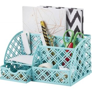 Organisateur de Bureau/Papeterie Organizer/Pot à Stylo/Bureau Ranger/Multifonctions Organisateur EX348F7 (Turquoise) - Neuf