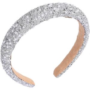 Kal-Bandeau En Strass À Paillettes Bandeau Pour Femme Large Bandeau Pour Cheveux Accessoires De Cheveux De Mode Bandeau Pour Filles Bandeau Argenté Pour Femmes Accessoires De Cheveux De Mariée De Mar - Neuf
