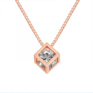 Collier Meilleur Pendentif Carré Creux Plaqué Or Rose Amour Carré Magique Pour Femmes - Neuf