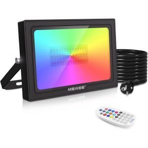 Asfasfq-Projecteur Led Rgb Exterieur 60w, Changement De Couleur Rgbw Équivalent 600w, 10 Couleurs 12 Modes Avec Télécommande, Etanche Ip66, Fonction De Mémoire, Minuterie, Projecteur Led 6000k - Neuf