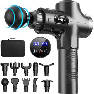 Pistolet De Massage Musculaire, 30 Vitesses Et 10 T&ecirc;tes De Massage, Massage Gun De Muscle Profonds Avec L'&eacute;cran Lcd, Utilis&eacute; Pour Soulager La Fatigue Musculaires - Neuf
