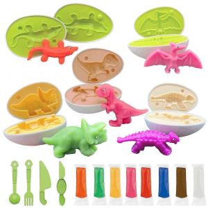Pâte à modeler dinosaure oeufs ensembles pour enfants âges Dinosaure Moules à pâte à modeler Accessoires de pâte à modeler Jouets de dinosaure Cadeau pour 3 4 5 6 7 8 ans Filles Garçons FL - Neuf