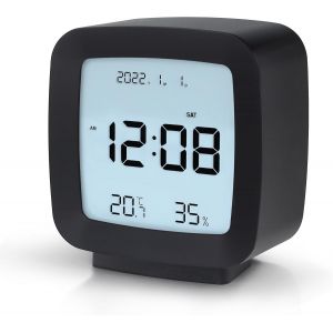 COPF-Réveil Numérique À Piles Lcd Portable,Horloge Digitale Avec Température,Calendrier,Rétroéclairage,Snooze,Petit Reveil Matin Pour Voyage Chambre Bureau,Noir - Neuf