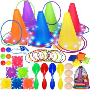 Jeux Exterieur Enfant 3 Ans,Jeu Exterieur Enfant,Jeux De Lancer Lumineux,D'Anneaux Et De Pouf,Jeux De Lancer De F&ecirc;te,Jeux De Lancer D'Anneaux Pour Les Annive - Neuf