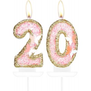 D&eacute;coration De G&acirc;teau En Forme De Papillon En Forme De Chiffre Pour 20e Anniversaire, 20 Bougies D'anniversaire Pour Filles, Pour F&ecirc;te Sur Le Th&egrave;me Des Papillons[Z7505] - Neuf