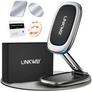 LORANKA-Support Telephone Aimant&eacute;&iquest;Support Magn&eacute;tique Voiture Pliable en Alliage&iquest; Aimant T&eacute;l&eacute;phone Voiture 360&deg; Compatible avec iPhone Samsung Tous Les Smartphones - Neuf