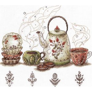 Kit Point De Croix Compt&eacute; Andriana "Gardiens Du Th&eacute;" 24.5x22 Cm - Neuf