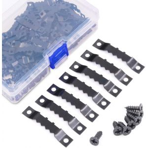 MEVRONISSHOP-Lot de 120 crochets pour cadres photo &agrave; suspendre - Double trou avec vis - Pour d&eacute;coration int&eacute;rieure et cadres photo cr&eacute;atifs - Noir - Neuf